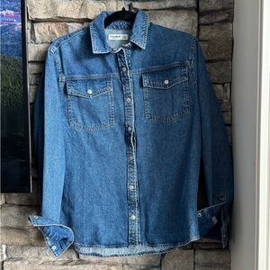 Pull&Bear Blue Denim Button-Up Jacket